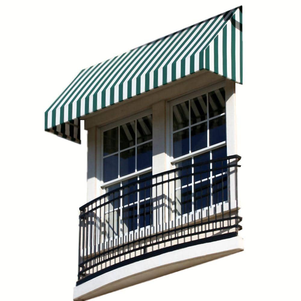 5.38 ft. New Yorker Fixed Awning 64.5 in. W x 24 in. H x 48 in. D Acrylic Fabric in Forest/White Stripe price history on PriceWatchPro