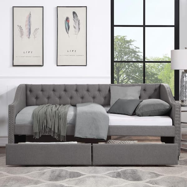 Upholstered day bed with storage