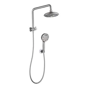 6-Spray Patterns with 2.2 GPM 8 in. Wall Mount Dual Fixed Shower Heads with Screw-Free Installation in Brushed Nickel