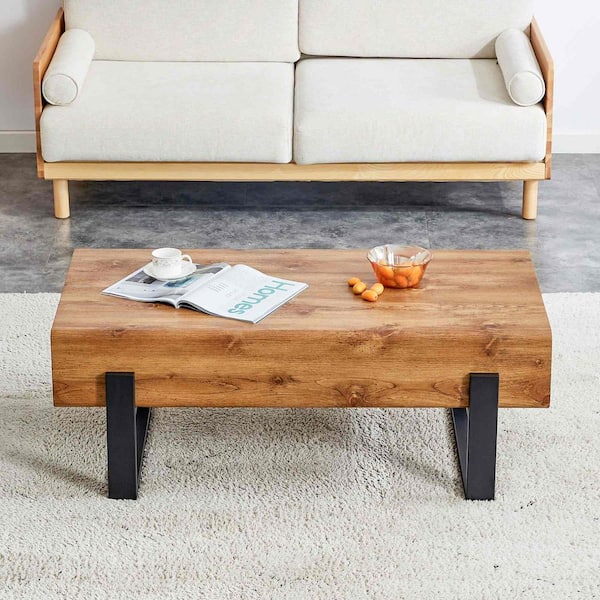 Black Metal And Natural Wood Hinged-Top Side Table Black Metal And Natural Wood Hinged-Top Side Table