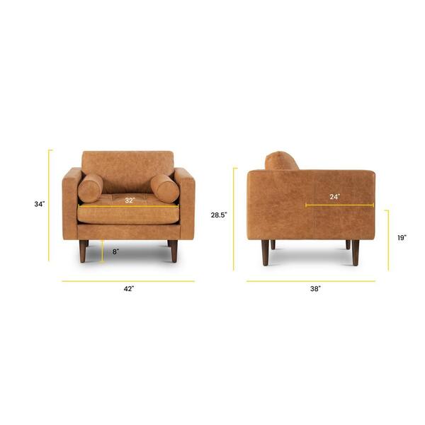 Poly and Bark Napa Cognac Tan Lounge Chair Set of 2 EM 387 TAN