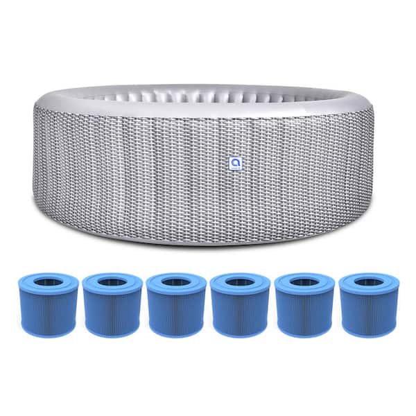 JLeisure Avenli 63 in. 6-Person Inflatable Round Hot Tub Spa and 6 Filter Cartridges for ECO Pump
