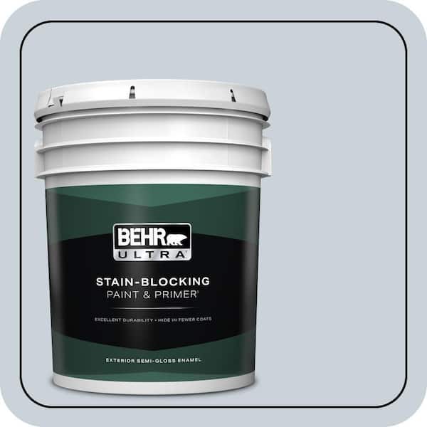 BEHR ULTRA 5 gal. #N480-1 Light Drizzle Semi-Gloss Enamel Exterior Paint & Primer