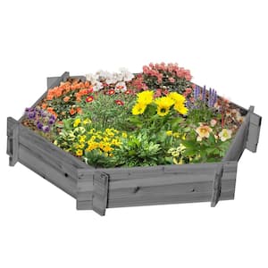 39 in. x 36 in. x 6 in. Wooden Raised Garden Bed, Hexagon Screwless Planters for Outdoor Plants Vegetables Flowers Herbs