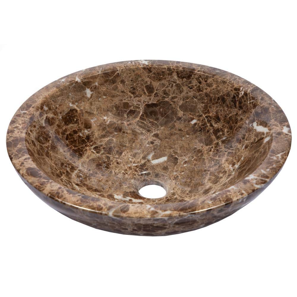 Dark Emperador Marble Circular Bathroom Vessel Sink