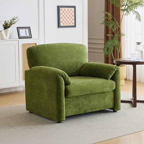 Karl home 38.2 in. Flared Arm Chenille Square Single Sofa in Green