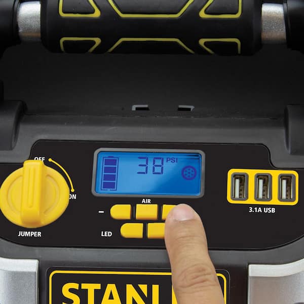 Reviews for Stanley Jump Starter, 1400 Peak Amps, 120 PSI Air Compressor, 3  USB Ports