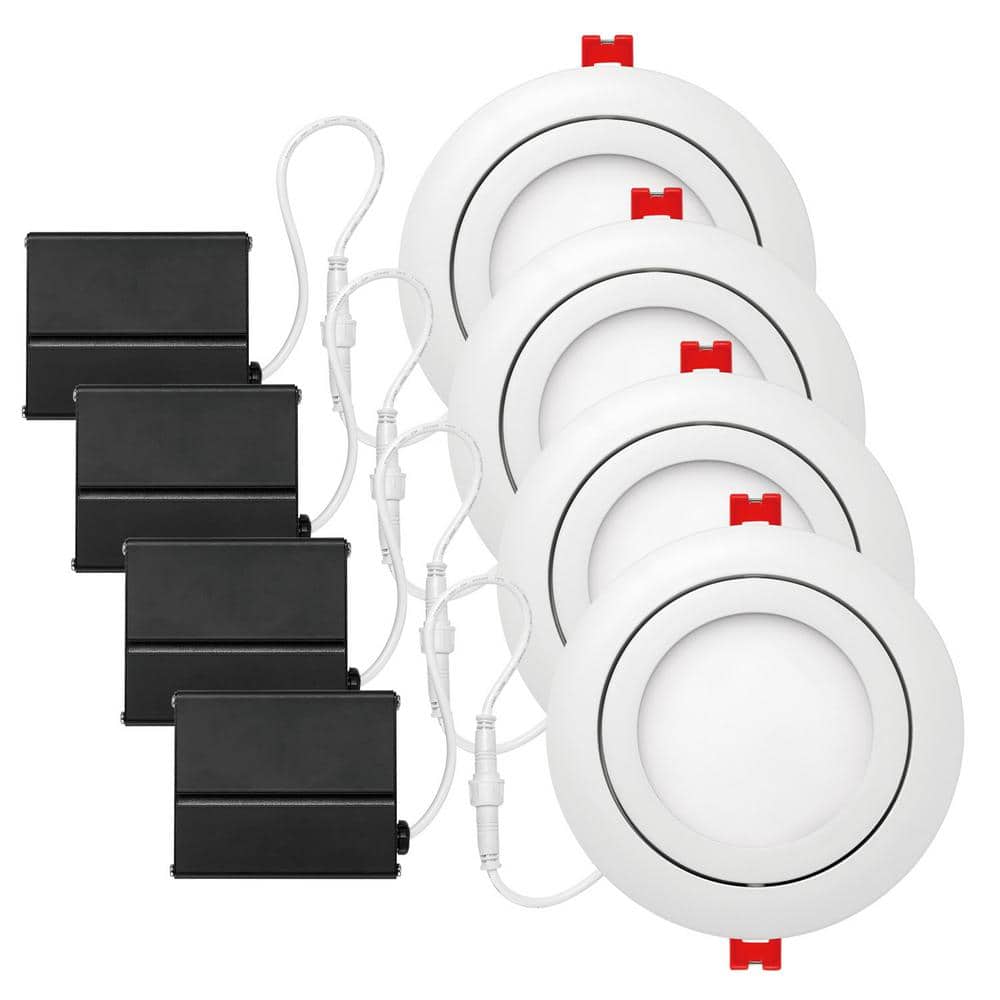 Slimline 4 in. White Integrated LED Recessed Kit (4-Pack)