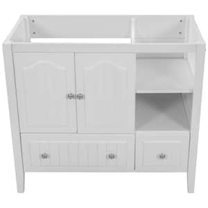 35.04 in. W x 17.52 in. D x 31.02 in. H Bath Vanity Cabinet without Top in White, Solid Wood Frame and MDF Boards