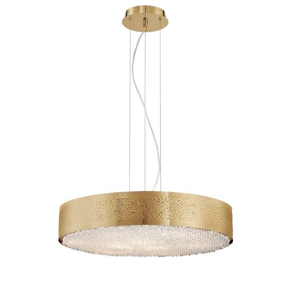 Eurofase Cara 9-Light Gold Chandelier with Crystal Shade