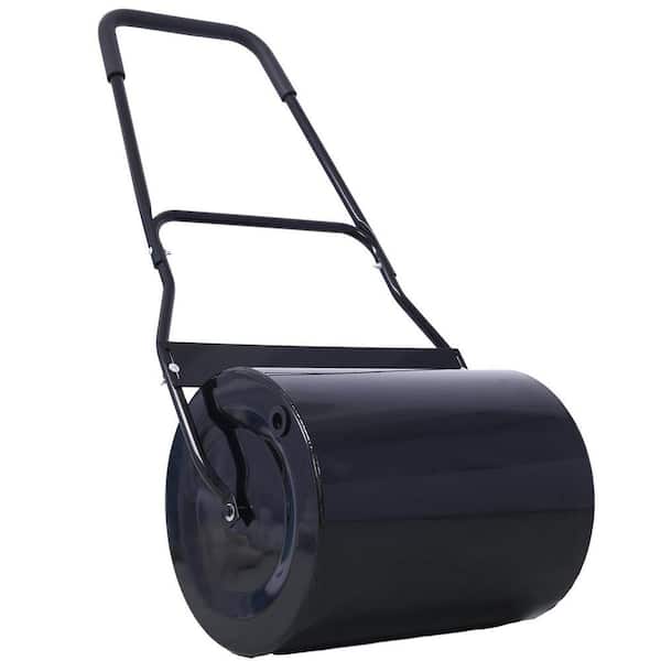 19.5 in. 16 Gal. Heavy-Duty Push/Tow Black Steel Lawn Roller for Garden Backyard