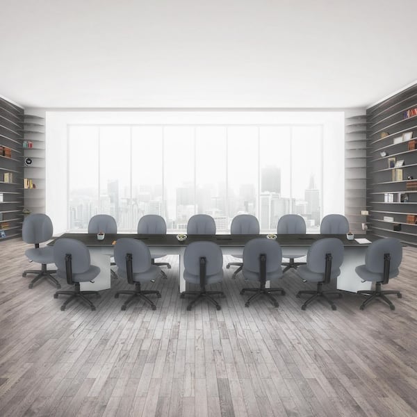 Array 192 in. Ash Grey Conference Table with Power Data Grommet Desk-White