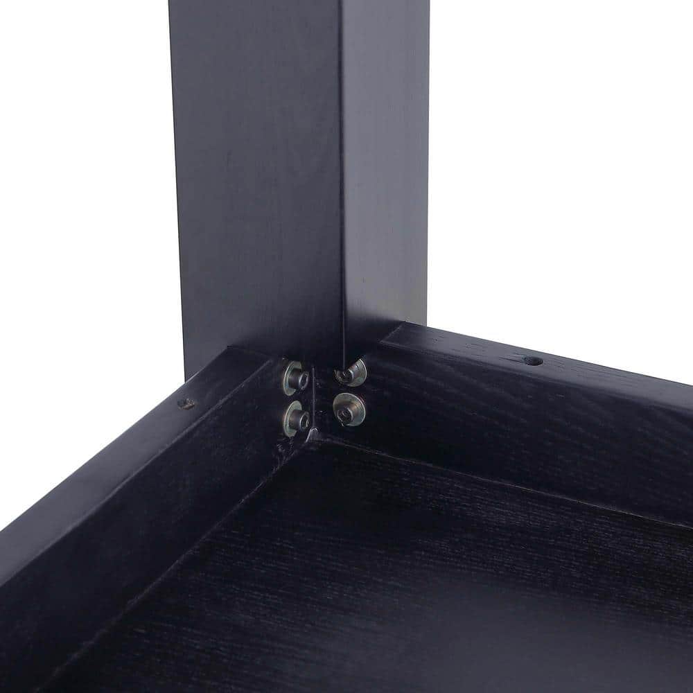 Black Ash Wood Rectangular Dining Table with 6 Chairs