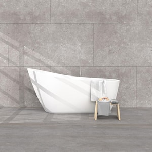 Victoria 54 in. Acrylic Flatbottom Alcove Freestanding Soaking Non-Whirlpool Bathtub in Gloss White with Brass Drain