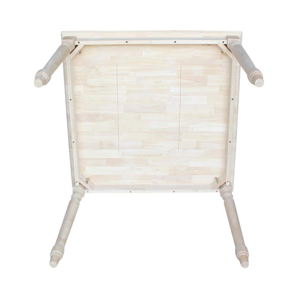 36" Light Unfinished Rubberwood Square Dining Table