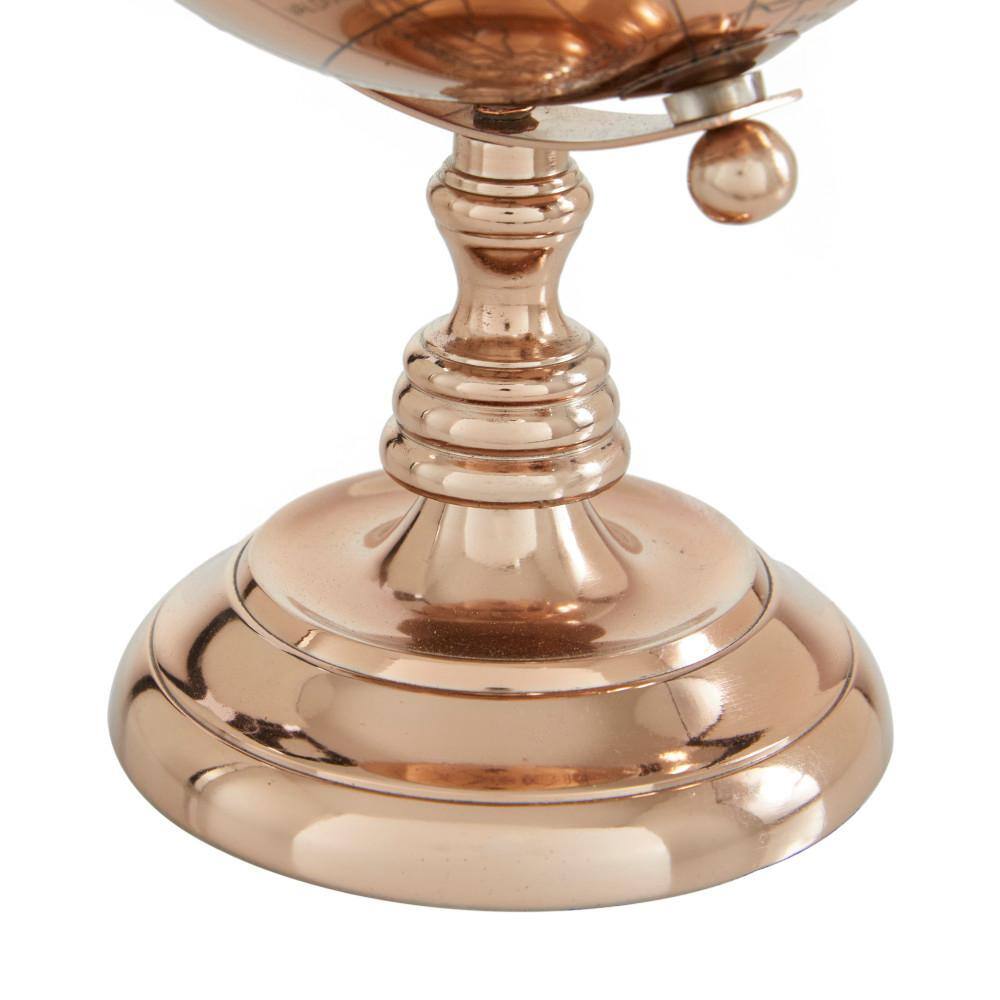 Elegant Rose Gold Aluminum Tabletop Globe, 11" High