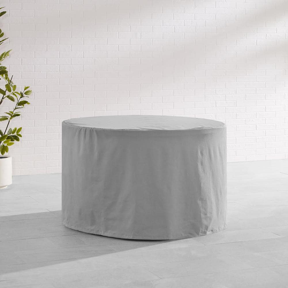 Gray Heavy-Duty Vinyl Round Outdoor Dining Table Cover
