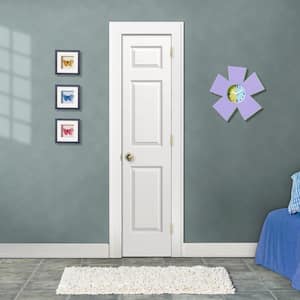18 in. x 80 in. Colonist White Painted Left-Hand Textured Molded Composite MDF Single Prehung Interior Door