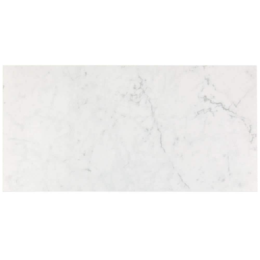 Large Format White Porcelain Marble Look Floor and Wall Tile