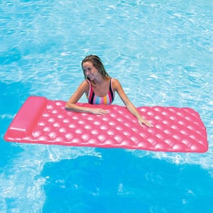 Pink Laguna Lounger Foam Pool and Lake Water Mat with Oversized Pillow