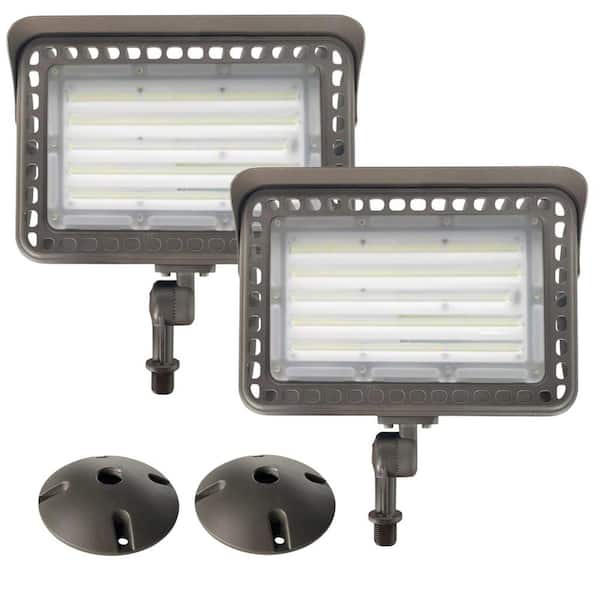 600-Watt Equivalent Bronze 120° Outdoor Security Lighting, 18,000 Lumens, Dusk to Dawn Integrated LED Flood Light 2-Pack