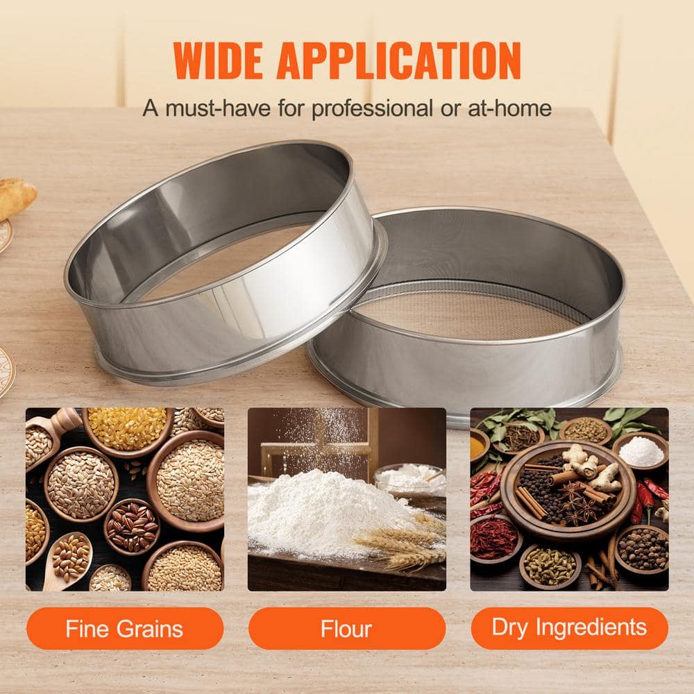 12.6" Silver Stainless Steel Fine Mesh Flour Sifter