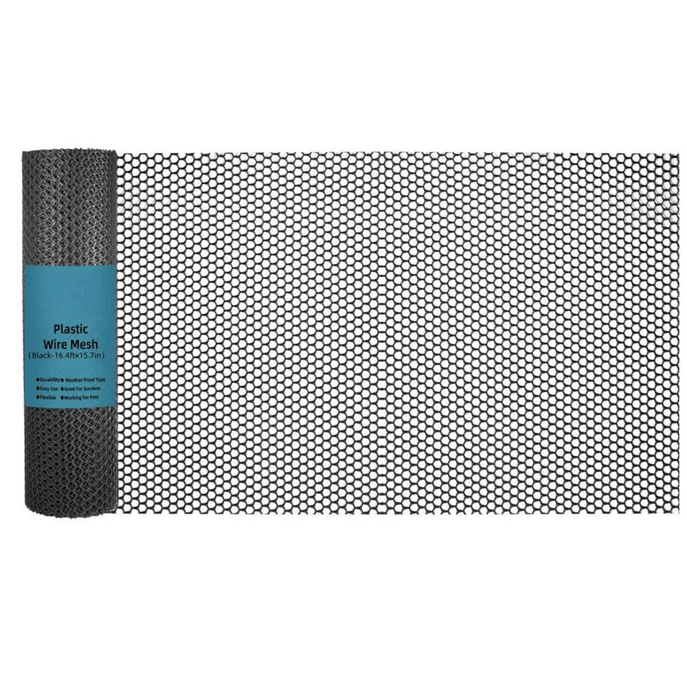 15. 7 in. x 16. 4 ft. Black Plastic Netting Roll for Pet and Garden Protect