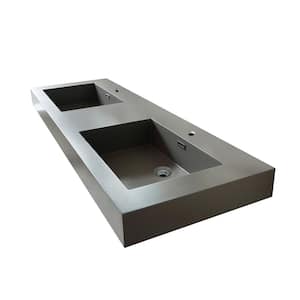 Ablitas 59.8 in. Composite Stone Double Console Bathroom Sink in Gray