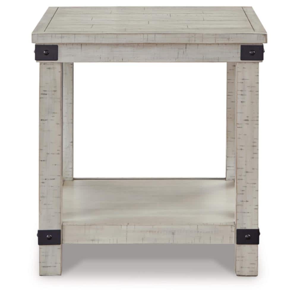 Carynhurst Contemporary White Wood Rectangular End Table with Storage