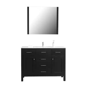 Laguna 48 in. W x 18 in. D Bath Vanity in Black with vanity Top in White with White Basin and Mirror