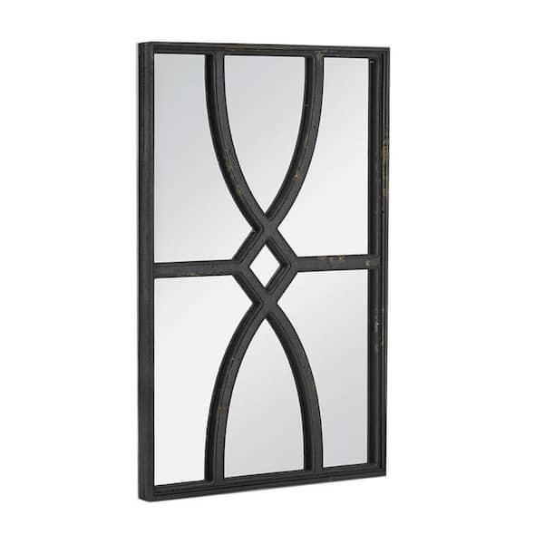 HomeRoots 31.4 in. W x 23.6 in. H Wood Black Vanity Mirror