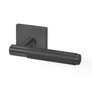 Taylor Matte Black Knurled Hall/Closet Interior Door Handle with Square Rosette and Concealed Screws (Passage)