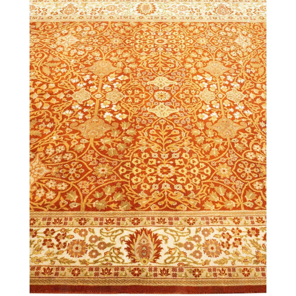 Elegant Hand-Knotted Oriental Wool Rug 8' x 10' in Orange
