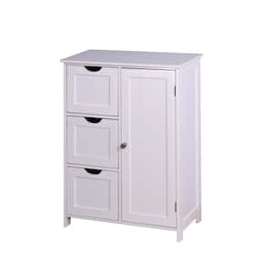 23.62 in. W x 11.81 in. D x 31.9 in. H White Linen Cabinet with Adjustable Shelf and Drawers