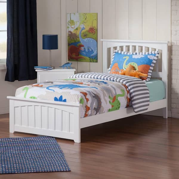 Mission White Twin Traditional Bed with Matching Foot Board