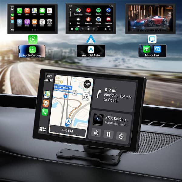 Lukyamzn Portable Wireless Apple Carplay Android Auto Screen for