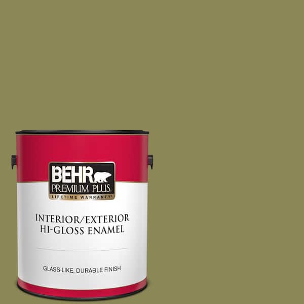 BEHR PREMIUM PLUS 1 gal. #S340-6 Fertile Green Hi-Gloss Enamel Interior/Exterior Paint