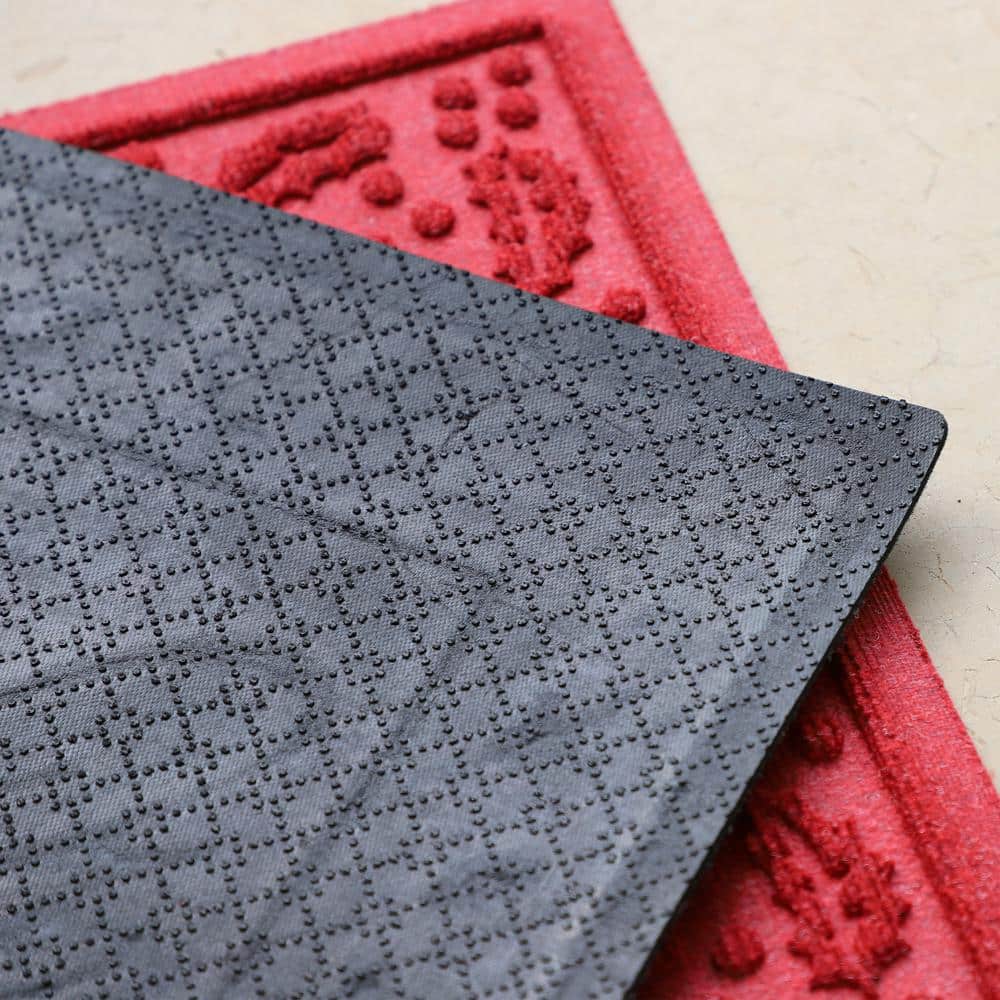 Red Polypropylene Merry Christmas Outdoor Doormat