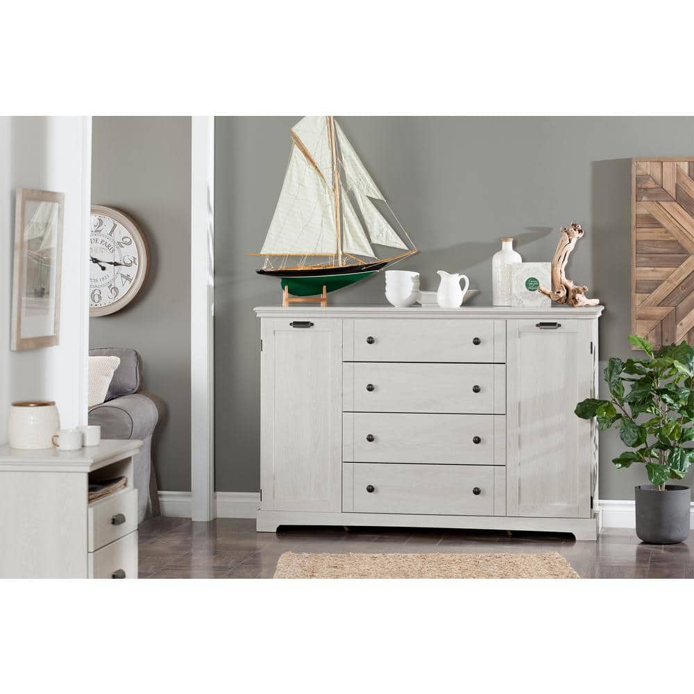 Winter Oak 4-Drawer Combo Dresser with Doors