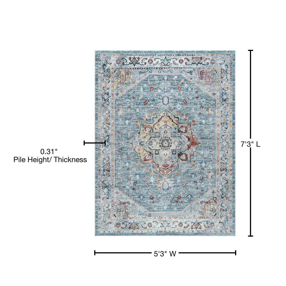 Veranda 5' x 7' Gray Blue Synthetic Rectangular Rug