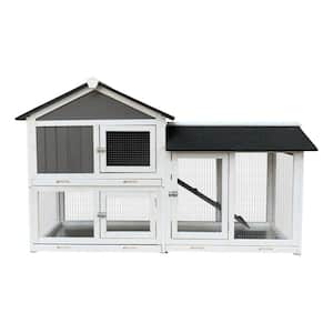 61 in. L x 20.9 in. W x 37 in. H Wooden outdoor Small Animal Houses with running cage and Removable Tray Ramp