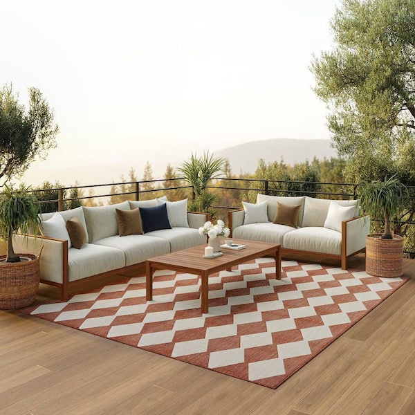 Positano Terracotta 8 ft. x 10 ft. Diamond Contemporary Area Rug