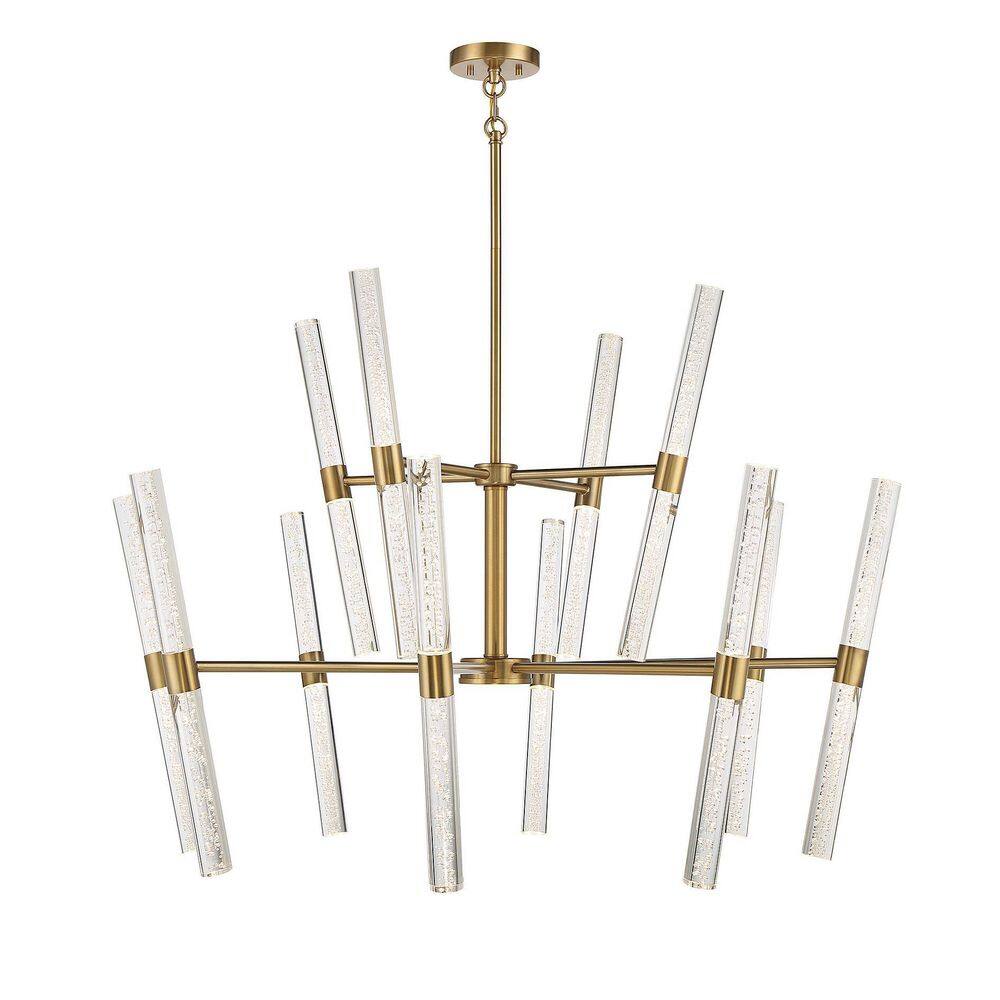 Arlon 24-Light Warm Brass LED Chandelier with Clear Bubble Glass