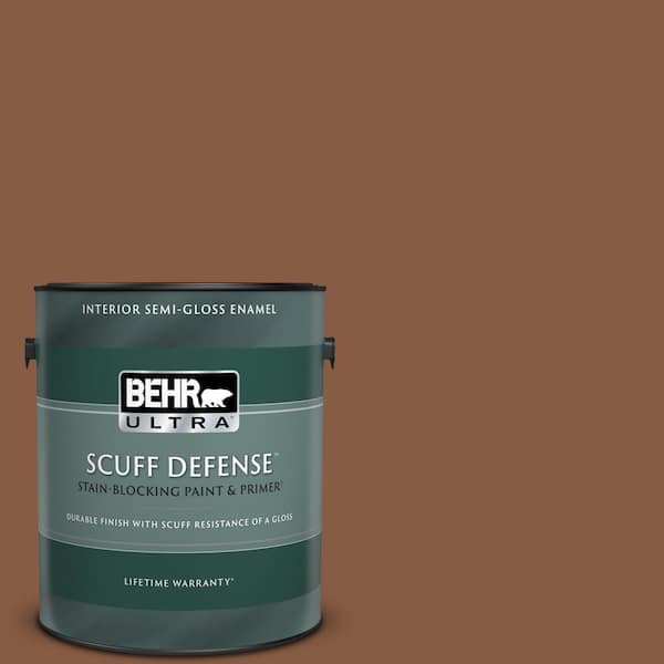 BEHR ULTRA 1 gal. #ICC-80 Cinnamon Spice Extra Durable Semi-Gloss Enamel Interior Paint & Primer