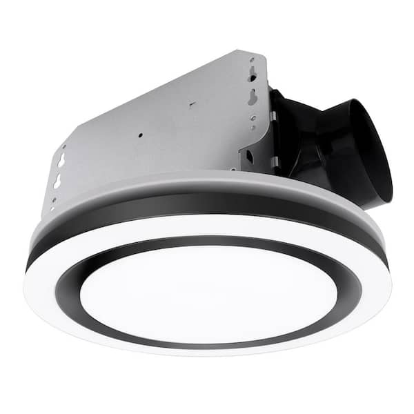 Akicon 1390N3 Series Decorative Black Fan Speed 90 CFM Ceiling Bathroom Exhaust Fan with 18-Watt Dimmable 3CCT LED Light Round