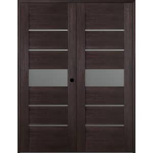 Vona 07-06 72 in. x 84 in. Left Hand Active 5-Lite Frosted Glass Veralinga Oak Wood Composite Double Prehung French Door