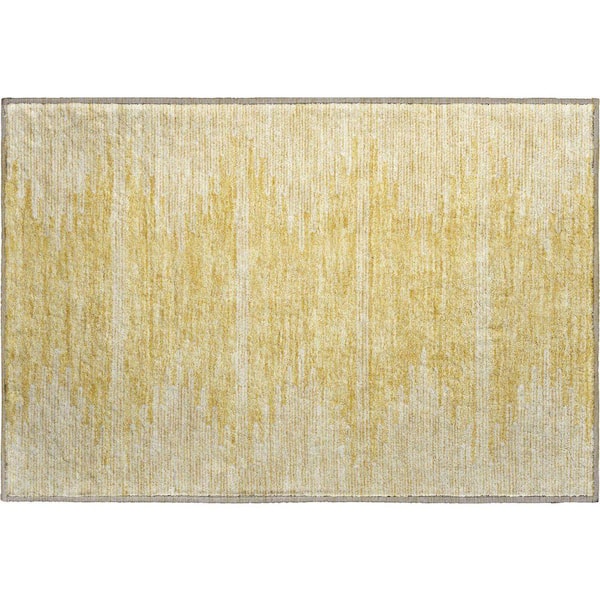 Mayfield Premium Machine Washable Indoor/Outdoor Geometric AMF647 Gold 1 ft. 8 in. x 2 ft. 6 in. Area Rug