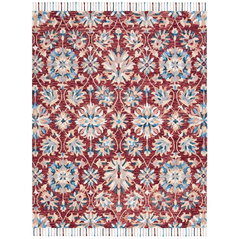 UPC 195058000048 product image for Aspen 9 ft. x 12 ft. Wine/Blue Floral Diamond Area Rug | upcitemdb.com
