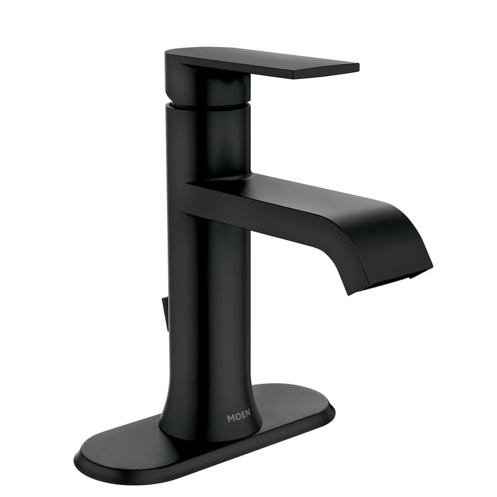 Moen Genta Single Hole Single Handle Bathroom Faucet In Matte Black 84760bl The Home Depot