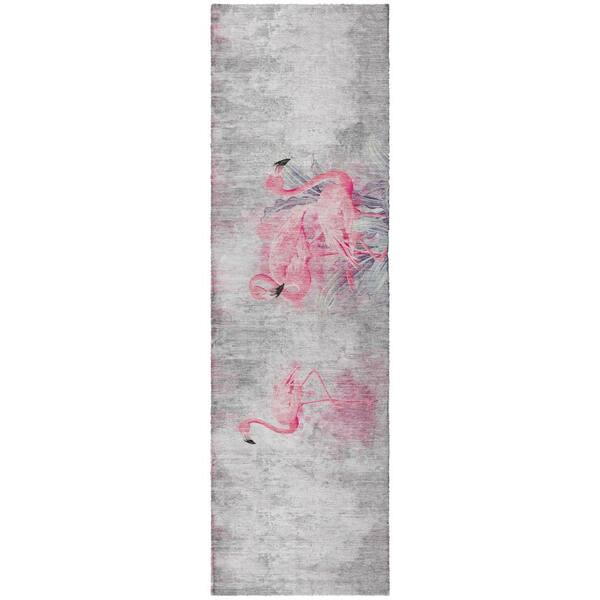 Dream Shag Premium Machine Washable Abstract ADS197 Pink 2 ft. x 7 ft. Runner Rug